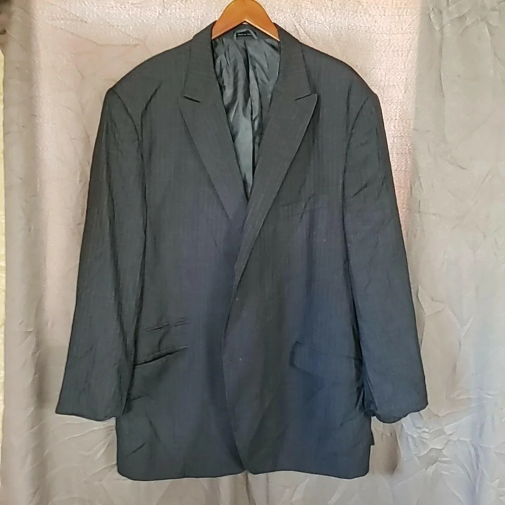 Steve Harvey Suit Jacket Mens 56L Gray Pinstripe 2 Button Classic Notch Lapel